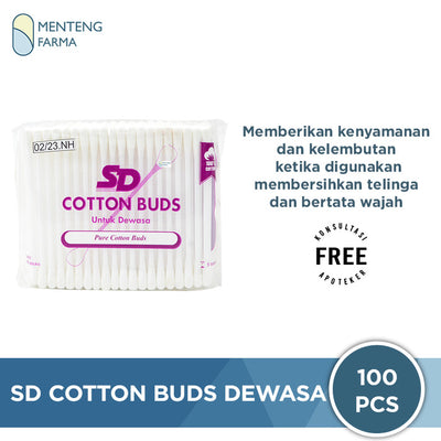 SD Cotton Buds Dewasa Refill 100 Sticks - Pembersih Telinga Dewasa - Menteng Farma