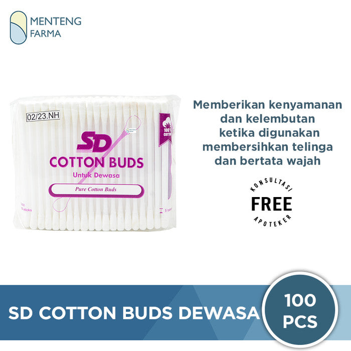 SD Cotton Buds Dewasa Refill 100 Sticks - Pembersih Telinga Dewasa - Menteng Farma