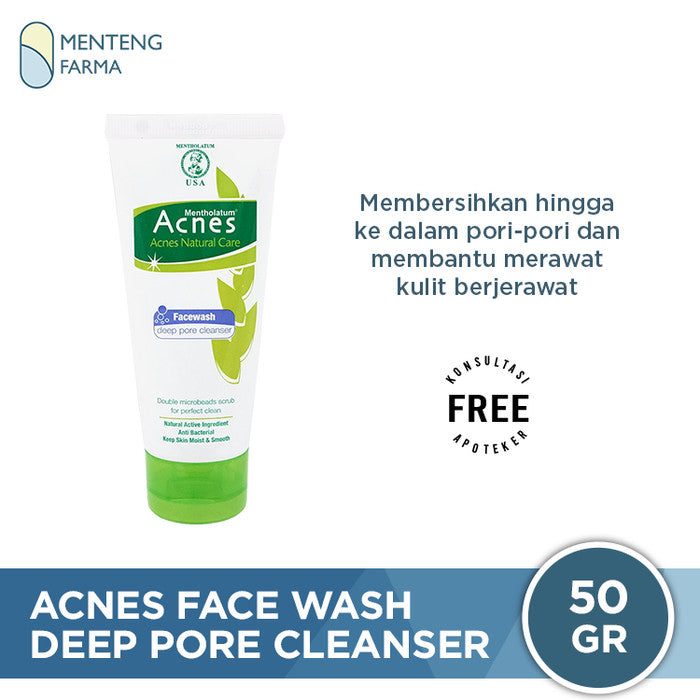 Acnes Natural Care Face Wash Deep Pore Cleanser 50 Gr - Membersihkan Hingga ke dalam Pori Pori