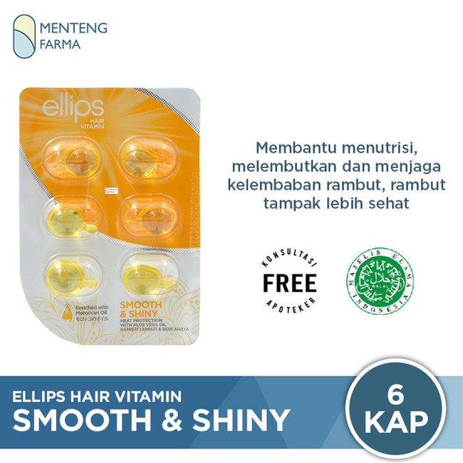 Ellips Hair Vitamin Smooth & Shiny 6 Kapsul - Vitamin Rambut Halus - Menteng Farma