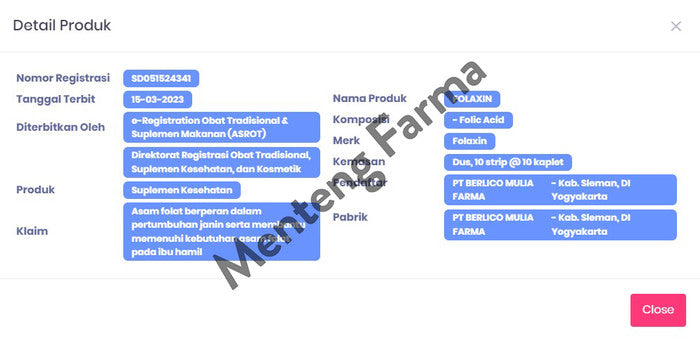 Folaxin 400 mcg 10 Kaplet - Suplemen Ibu Hamil - Menteng Farma