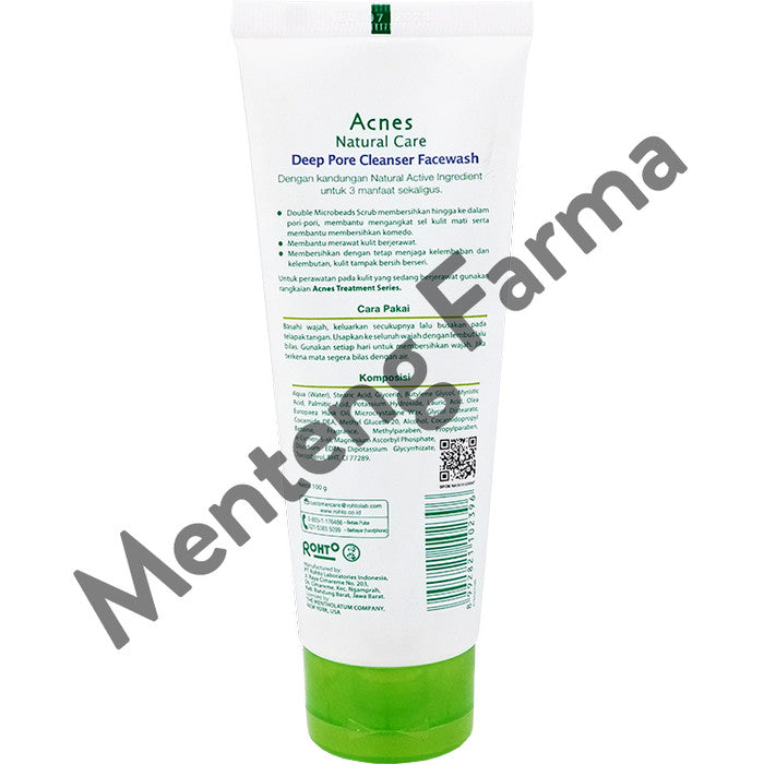 Acnes Natural Care Face Wash Deep Pore Cleanser 100 Gr - Membersihkan Hingga ke dalam Pori Pori