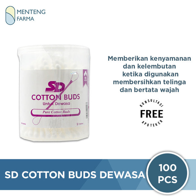 SD Cotton Buds Dewasa 100 Sticks - Pembersih Telinga Dewasa - Menteng Farma
