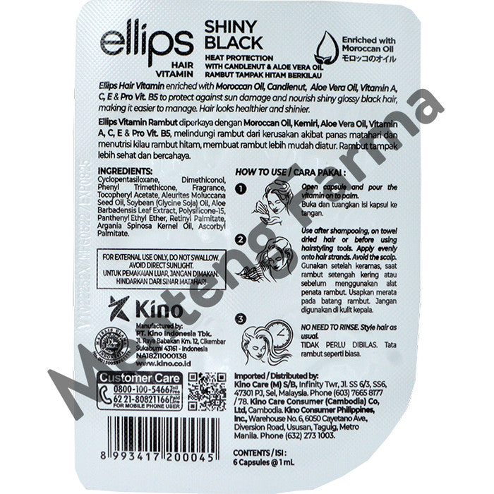 Ellips Hair Vitamin Shiny Black 6 Kapsul - Vitamin Rambut Hitam Kilau - Menteng Farma