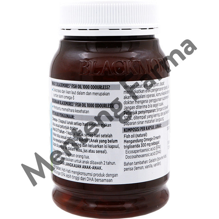 Blackmores Odourless Fish Oil 1000 mg - Isi 180 Kapsul Lunak - Menteng Farma