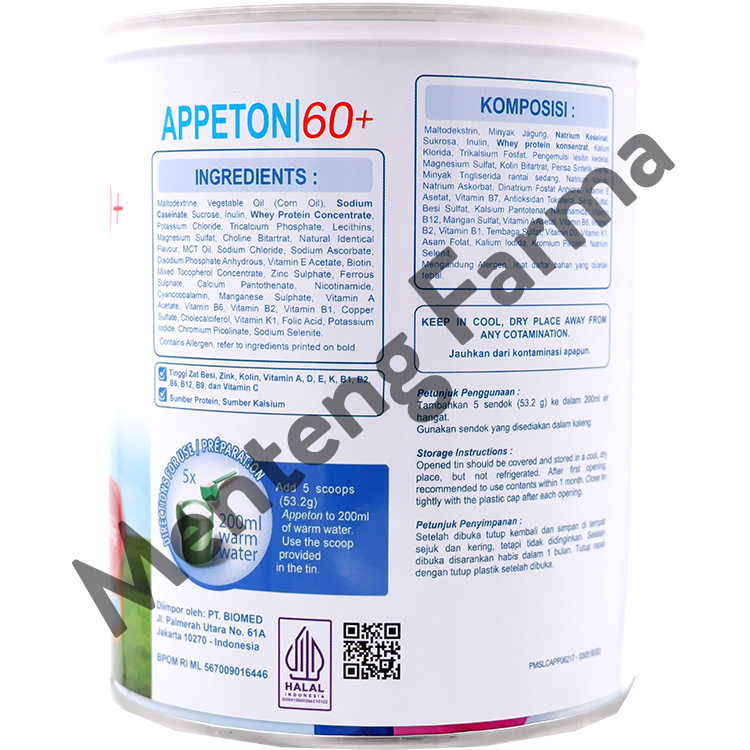 Appeton 60+ Vanilla 400 gr - Susu Penambah Nutrisi Lansia