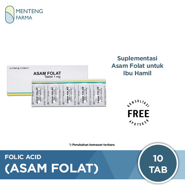 Folic Acid 1 Mg 10 Tablet - Suplementasi Asam Folat Ibu Hamil dan Anemia - Menteng Farma