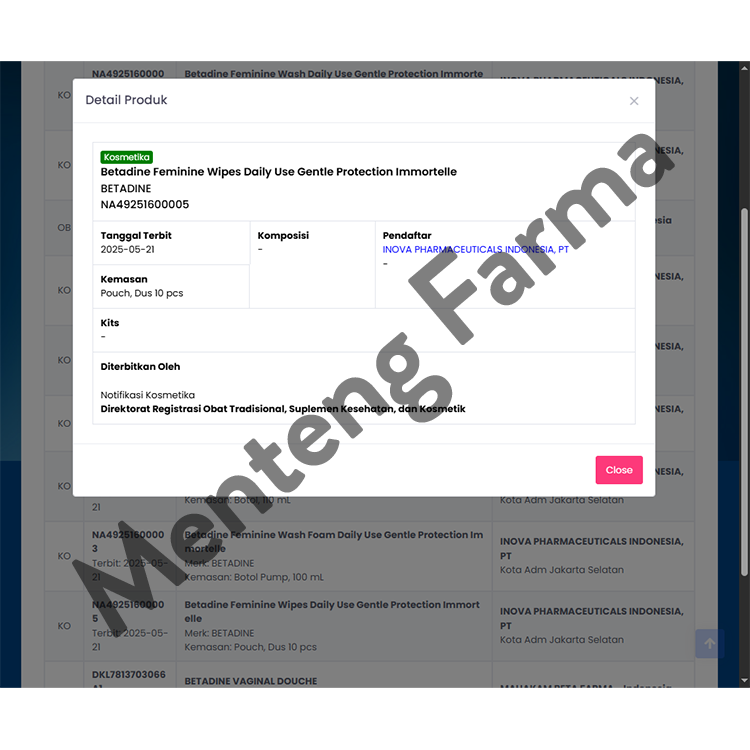 Betadine Feminine Wipes Gentle Protection Isi 10 Lembar - Tisu Basah