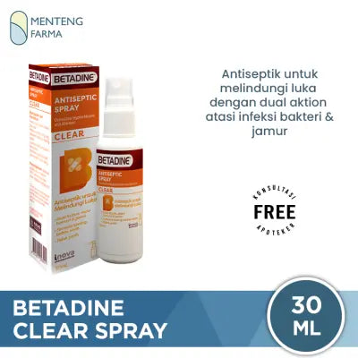 Betadine Clear Spray 30 mL - Antiseptik Bening Tanpa Perih dengan Octenidine dan Allantoin