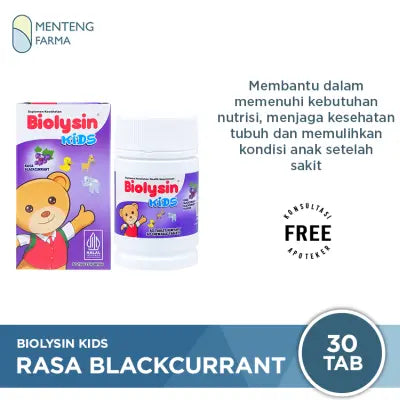 Biolysin Active Rasa Blackcurrant 30 Tablet Kunyah - Tablet Multivitamin Anak
