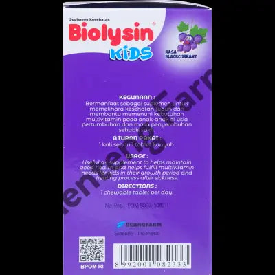 Biolysin Active Rasa Blackcurrant 30 Tablet Kunyah - Tablet Multivitamin Anak