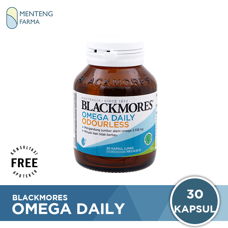 Blackmores Omega Daily Odourless 30 Kapsul Lunak - Sumber Alami Omega 3 - Menteng Farma