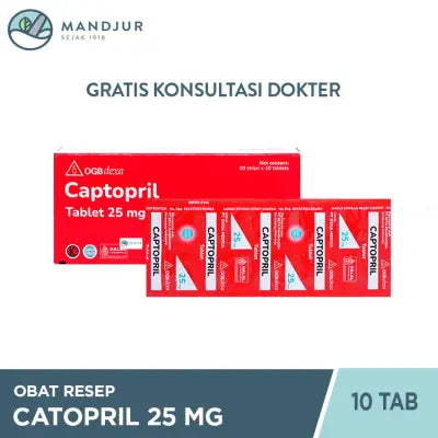 Captopril 25 mg Strip 10 Tablet