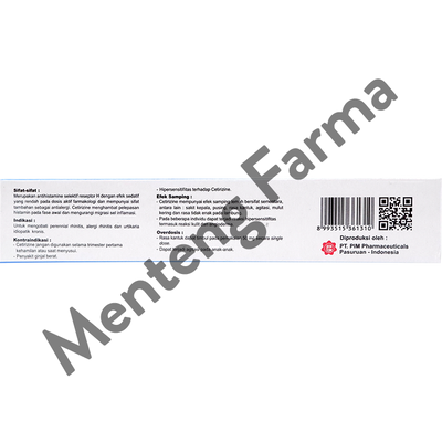 Cetirizine 10 mg 10 Tablet - Obat Rhinitis dan Gatal Alergi - Menteng Farma