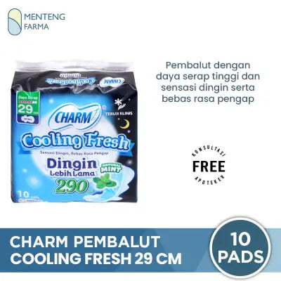 Charm Pembalut Cooling Fresh Night 29 cm 10 Pads - Pembalut Cooling Fresh 29 cm