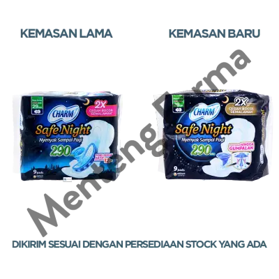 Charm Pembalut Safe Night 29 cm Wing 9 Pads - Pembalut Malam 29 cm