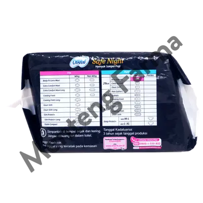 Charm Pembalut Safe Night 29 cm Wing 9 Pads - Pembalut Malam 29 cm