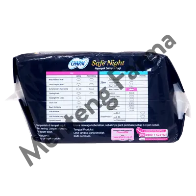 Charm Pembalut Safe Night 35 cm Wing 12 Pads - Pembalut Malam 35 cm