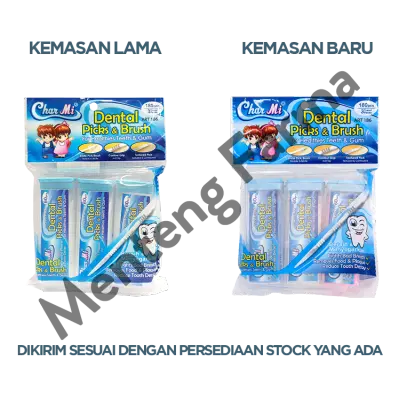 Charmi Dental Picks & Brush Art 186 Isi 180 Pcs - Tusuk Gigi Brush Pembersih Sela Sela Gigi