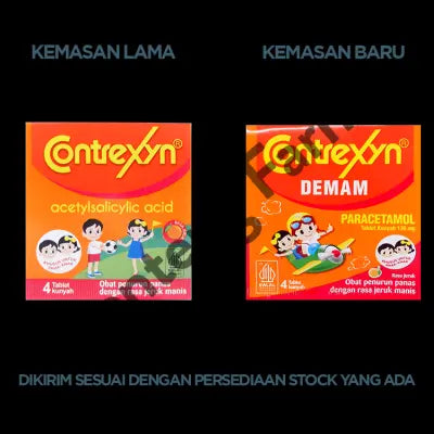 Contrexyn 4 Tablet Kunyah - Obat Penurun Panas Rasa Jeruk