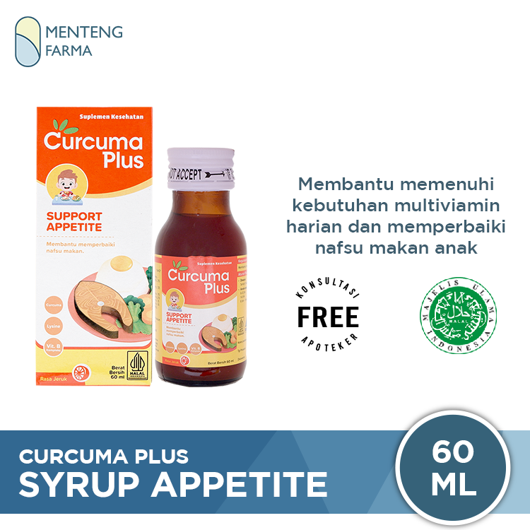 Curcuma Plus Appetite Rasa Jeruk 60 mL - Asupan Penambah Nafsu Makan Anak - Menteng Farma