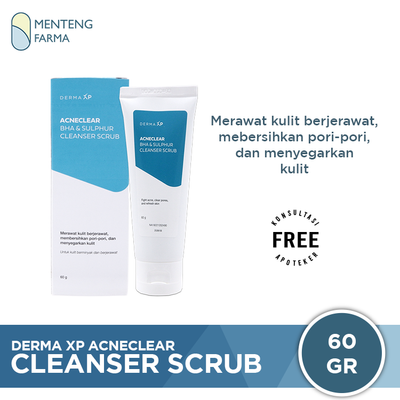 Derma XP Acneclear Cleanser Scrub - Sabun Pembersih Wajah Berminyak dan Berjerawat - Menteng Farma