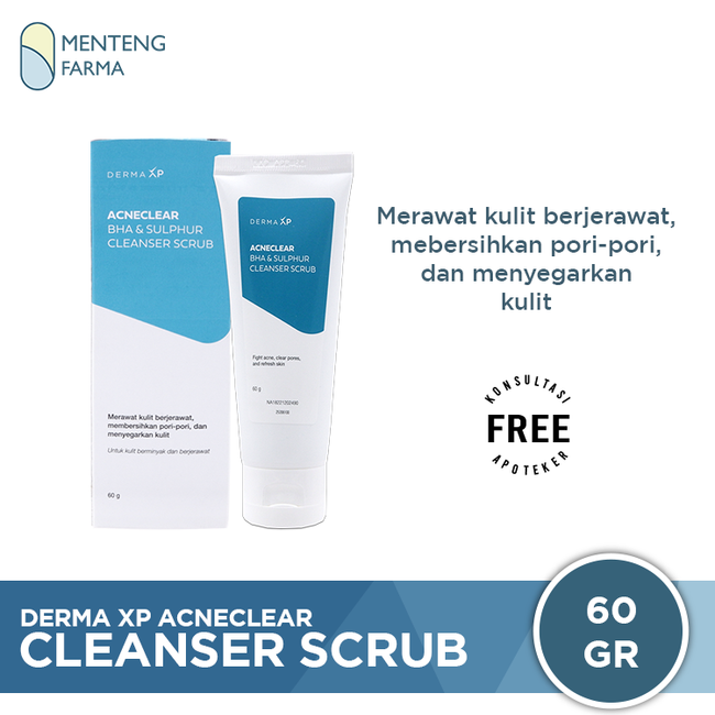 Derma XP Acneclear Cleanser Scrub - Sabun Pembersih Wajah Berminyak dan Berjerawat - Menteng Farma