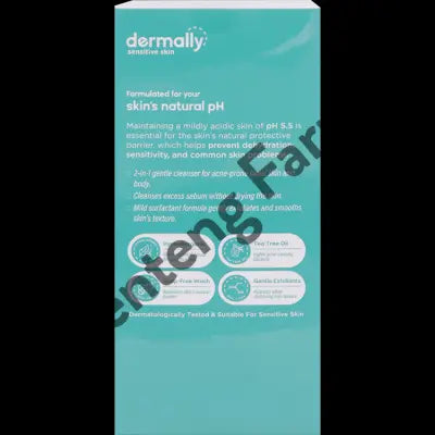 Dermally Acne Face & Body Wash 200 ML - Pembersih Tea Tree Oil pH 5.5 untuk Kulit Berminyak & Berjerawat