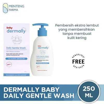 Dermally Baby Daily Gentle Wash 250 ML - Pembersih Lembut Bayi untuk Kulit Sensitif & Eksim