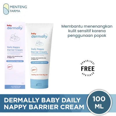 Dermally Baby Daily Nappy Barrier Cream 100 ML - Krim Pelindung Area Popok Bayi untuk Cegah Ruam Popok & Iritasi