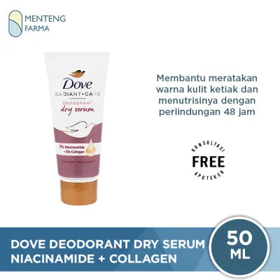 Dove Deodorant Dry Serum Collagen Radiant & Care 50 ML - Meratakan Warna Kulit Ketiak