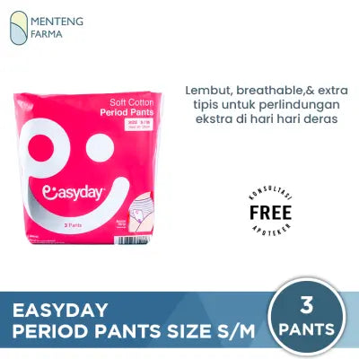 Easyday Period Pants size S/M 3 Pants  - Pembalut Wanita Soft Cotton Period Pants Bebas Iritasi Ruam & Gatal