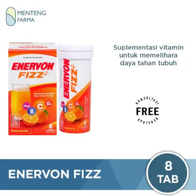 Enervon Fizz 8 Tab - Suplemen Kesehatan dengan Vitamin C dan B Complex, D3 plus Zinc