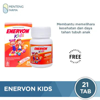 Enervon Kids 21 Tab - Multivitamin Suplemen Kesehatan-Vitamin C, A, B Complex, D3 plus Zinc