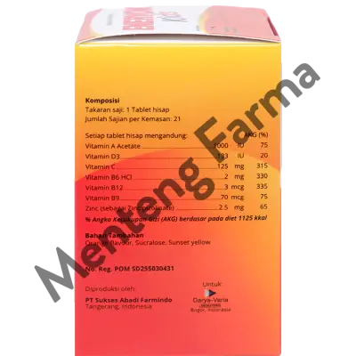 Enervon Kids 21 Tab - Multivitamin Suplemen Kesehatan-Vitamin C, A, B Complex, D3 plus Zinc