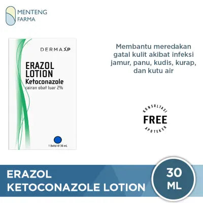 Erazol Lotion 30 mL - Meredakan Gatal Jamur, Kurap dan Panu
