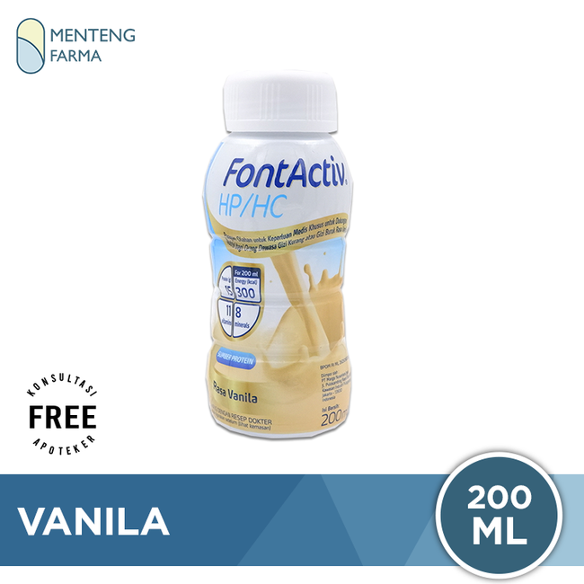 FontActiv Hp/Hc Rasa Vanila 200 mL - Susu Tinggi Protein Khusus Malnutrisi / Kekurangan Gizi - Menteng Farma