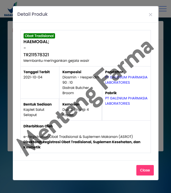 Haemogal Kaplet - Meringankan Gejala Wasir, Ambeien, Sulit BAB