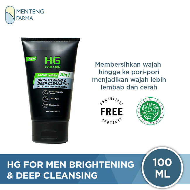 HG For Men Facial Wash Brightening & Deep Cleansing 100 ML - Pembersih dan Pencerah Kulit Wajah Pria