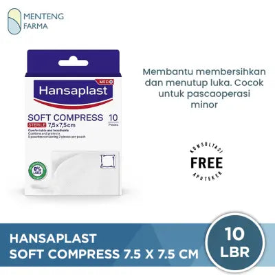 Hansaplast Soft Compres 7,5 x 7,5 cm isi 10 Lembar - Kasa Steril Membersihkan & Menutup Luka