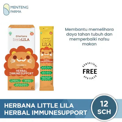Herbana Little Lila Children's 3 in 1 Herbal Immune 12 Stickpacks - Suplemen Herbal untuk Meningkatkan Imunitas