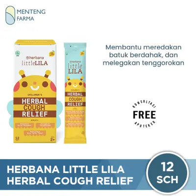 Herbana Little Lila Children's Herbal Cough Relief 12 Stickpacks - Meredakan Batuk & Melegakan Tenggorokan