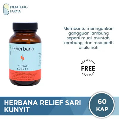 Herbana Relief Sari Kunyit 60 Kapsul - Meringankan Gangguan Lambung