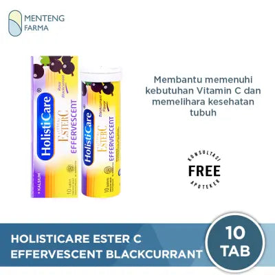 Holisticare Ester C Effervescent Blackcurrant 10 Tablet - Suplemen Vitamin C