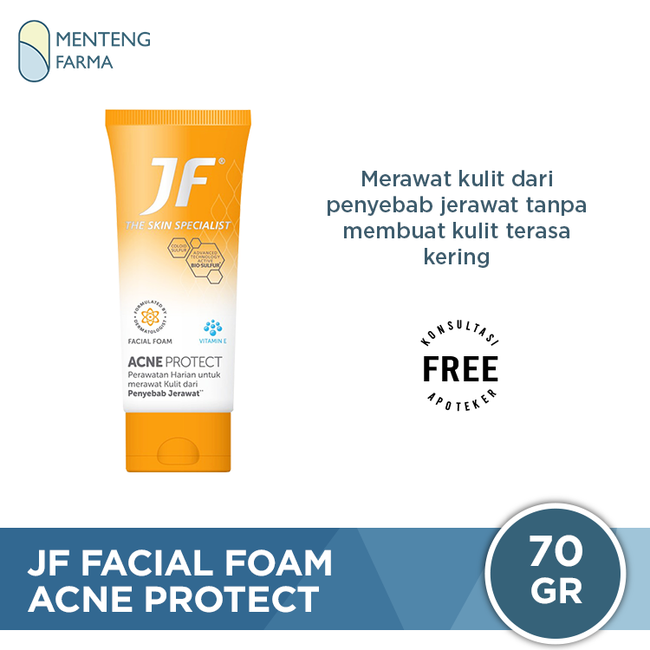 JF Acne Protect Care Facial Foam 70 Gr - Pembersih Wajah Kulit Berjerawat