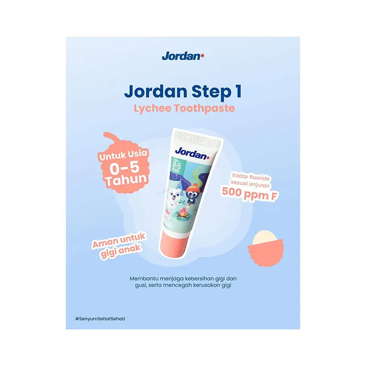 Jordan Oral Care Kids Toothpaste Step 1 (0-5 Tahun) Lychee - Pasta Gigi Lychee Anak