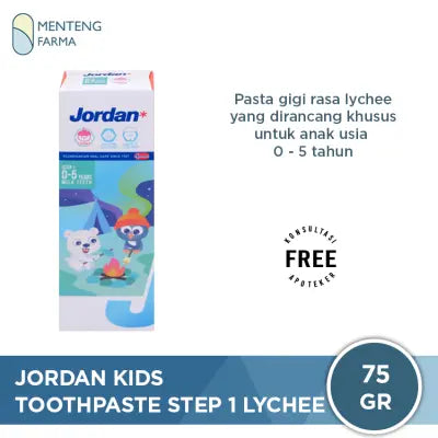 Jordan Oral Care Kids Toothpaste Step 1 (0-5 Tahun) Lychee - Pasta Gigi Lychee Anak