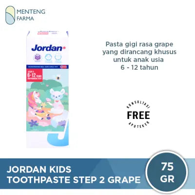 Jordan Oral Care Kids Toothpaste Step 2 (6-12 Tahun) Grape - Pasta Gigi Anggur Anak