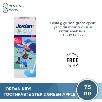 Jordan Oral Care Kids Toothpaste Step 2 (6-12 Tahun) Green Apple - Pasta Gigi Green Apple Anak