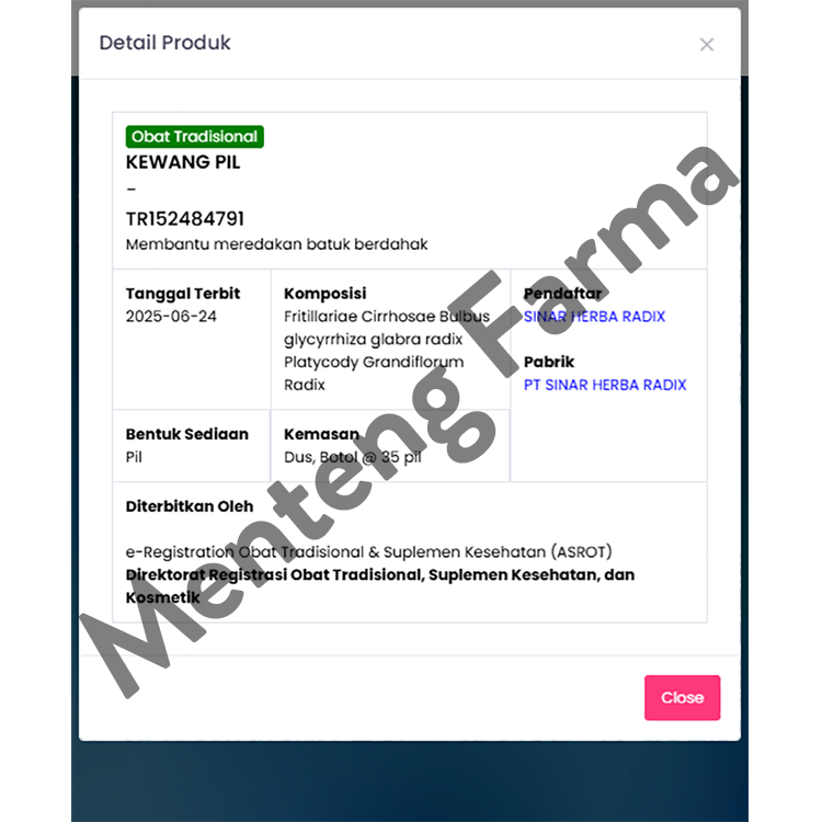 Kewang Pil - Membantu meredakan batuk berdahak